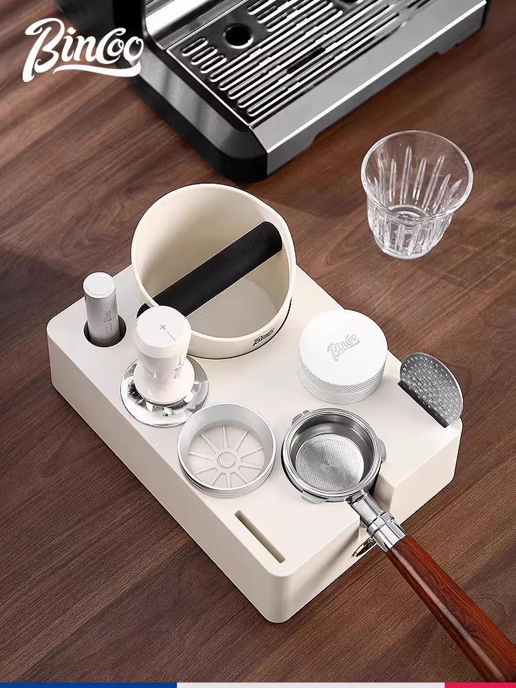 Đế ép cà phê Bincoo, phụ kiện tay cầm máy pha cà phê, bộ phân phối bột hoàn chỉnh, dụng cụ búa ép, hộp đựng bã cà phê