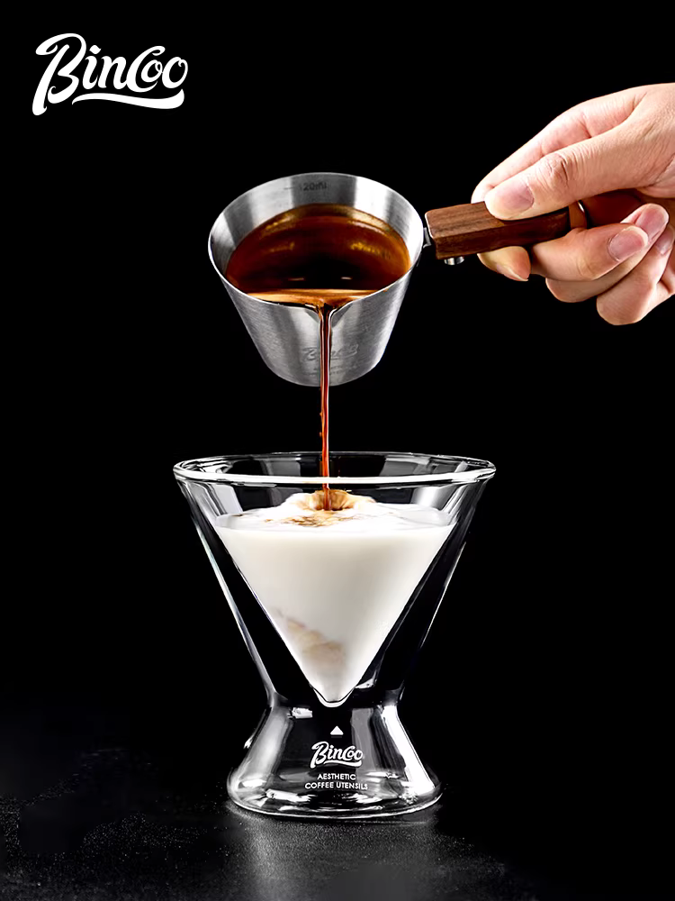 Cốc chiết xuất cà phê Bincoo, cốc đong bằng thép không gỉ, cốc ounce cho máy pha cà phê espresso, bình đựng sữa, cốc thu chất lỏng espresso