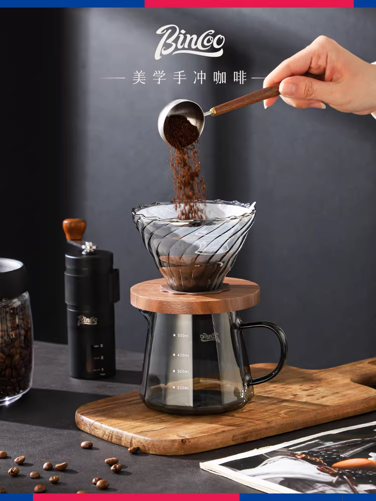 Bộ ấm pha cà phê thủ công Bincoo, dụng cụ pha cà phê, ấm lọc chia sẻ, bộ cà phê xay tay đầy đủ, bộ đầy đủ dùng tại nhà