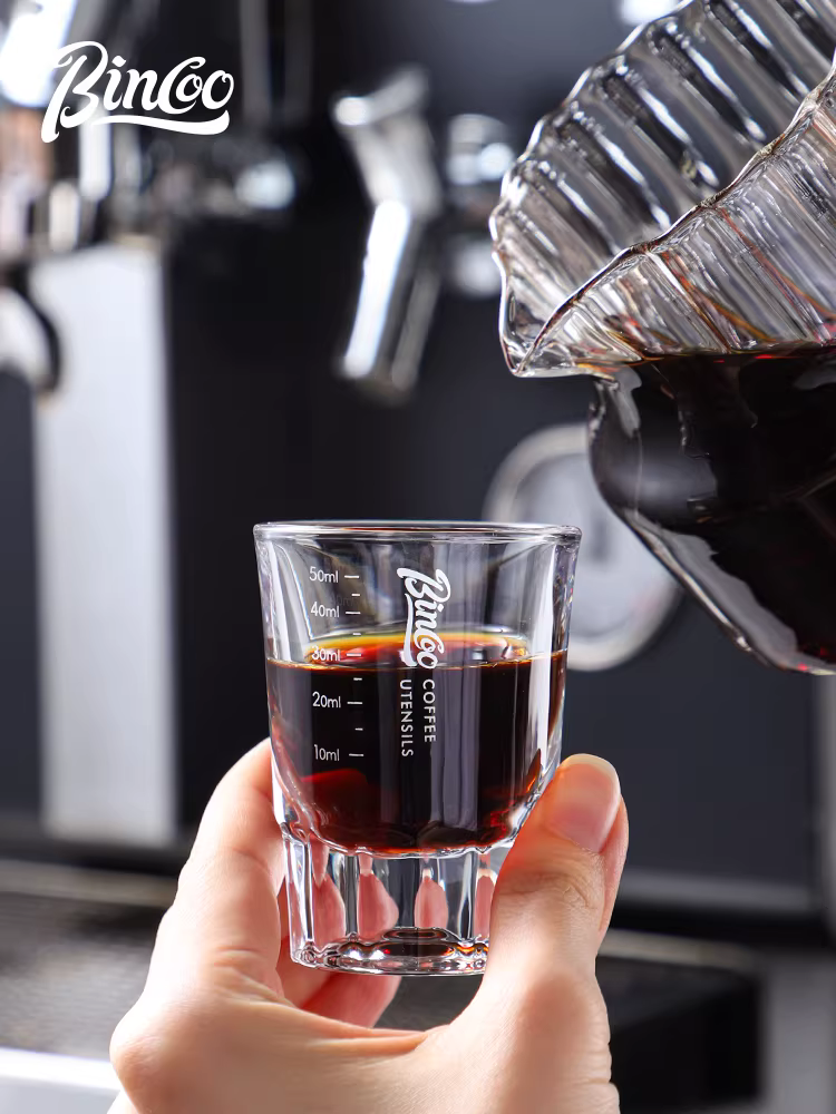 Cốc đong cà phê Ý Bincoo, cốc espresso thủy tinh, cốc ounce, cốc bomb, cốc shot có vạch chia, bình sữa nhỏ, hộp đựng sữa