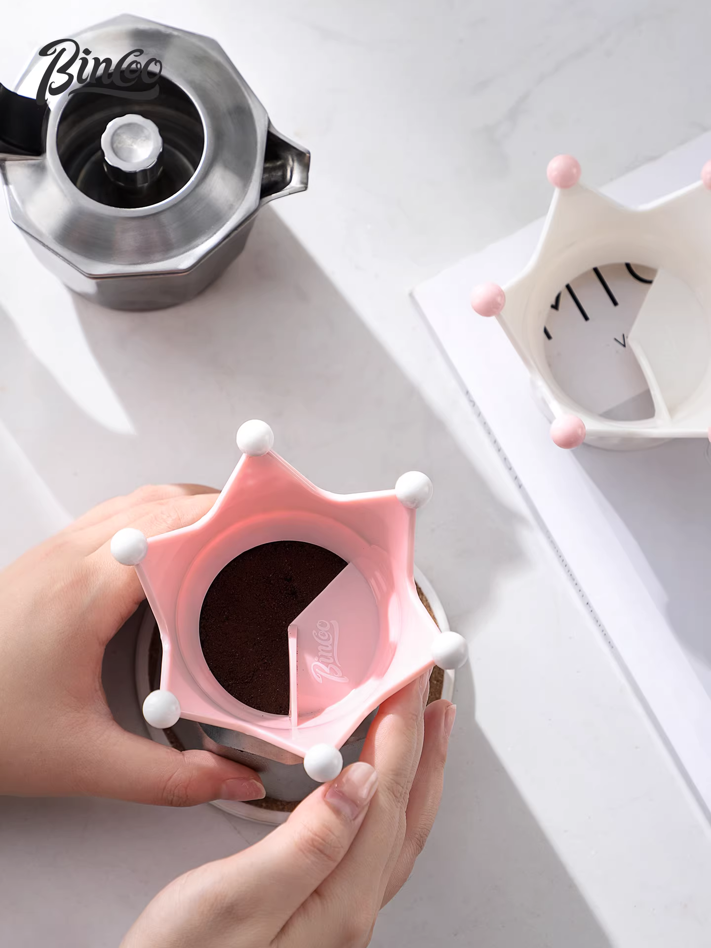 Phụ kiện phân phối bột cà phê Bincoo, dụng cụ chuyên dụng, dụng cụ ép bột, dụng cụ phân phối bột, phụ kiện thu bột, dụng cụ ép bột vào máy pha cà phê moka.