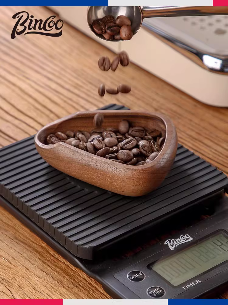Khay cân cà phê Bincoo bằng gỗ nguyên khối, khay pha cà phê espresso thủ công, khay đựng cà phê, khay pha trà, muỗng cân trà