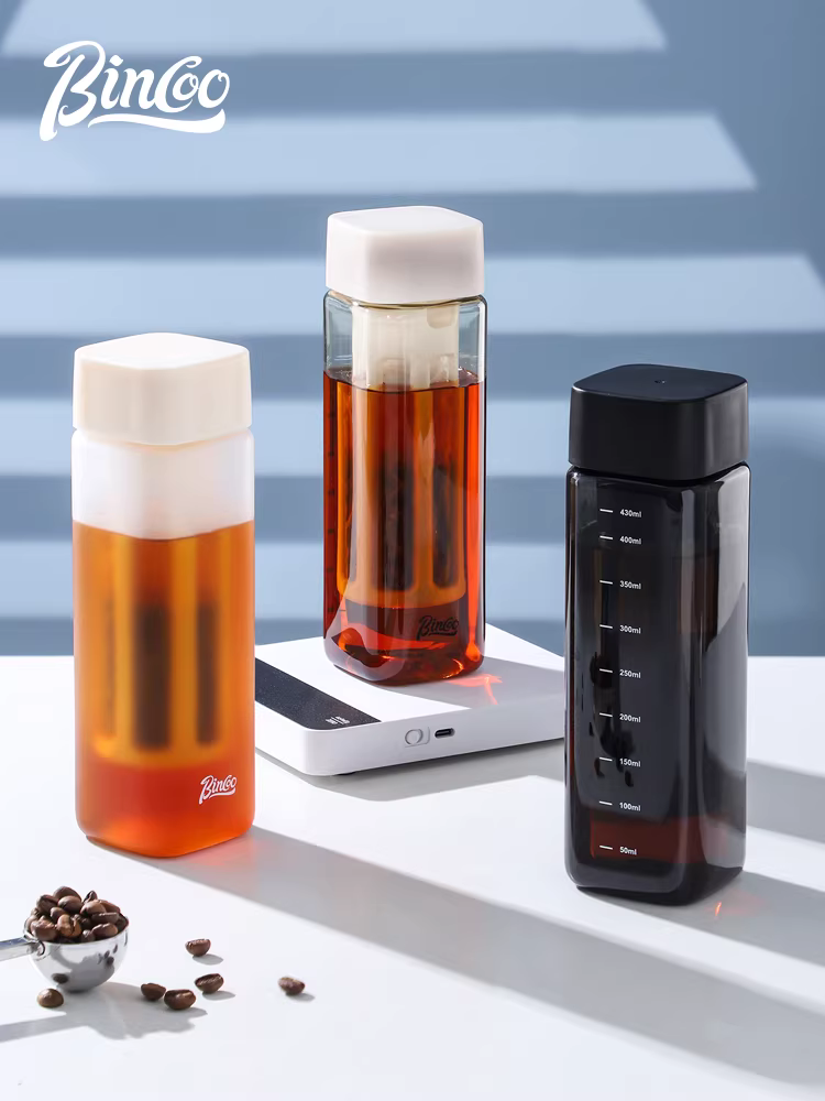 Cốc pha cà phê lạnh Bincoo, bình giữ nhiệt pha trà lạnh di động, chất liệu Tritan đạt chuẩn thực phẩm, bình pha cà phê lạnh kiểu Mỹ