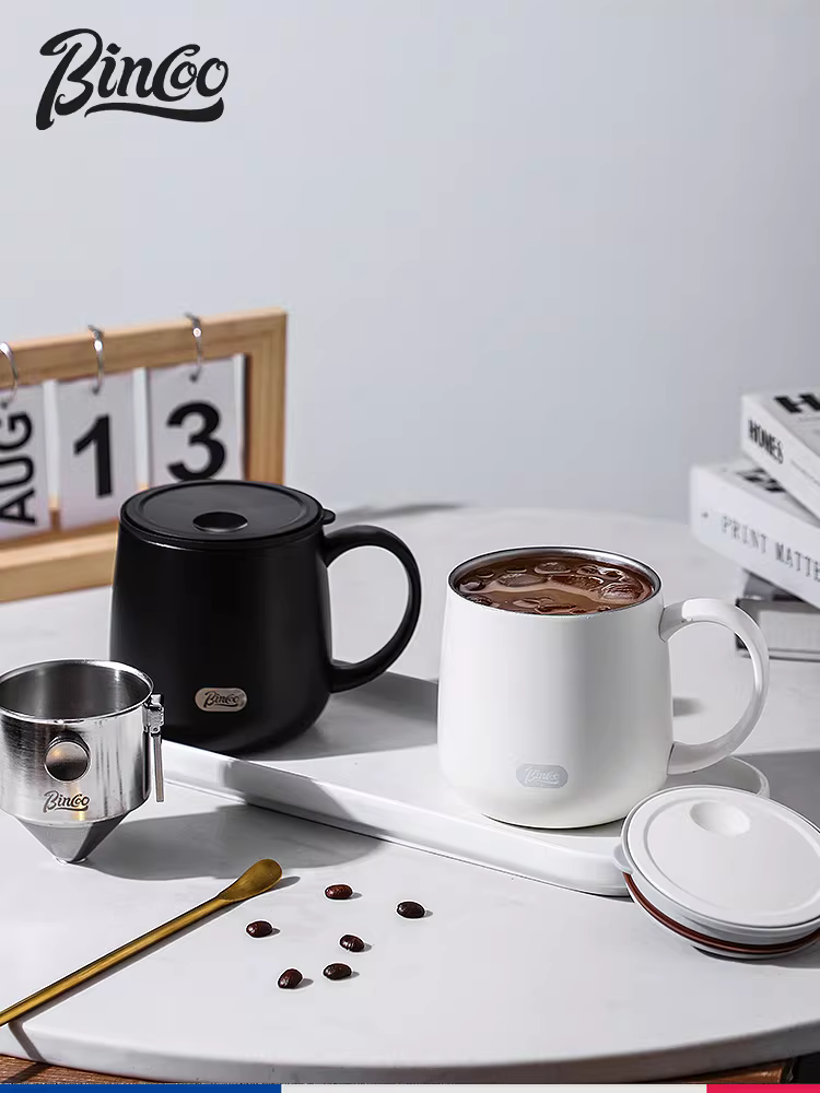 Cốc cà phê bằng thép không gỉ Bincoo, cốc pha cà phê kiểu pour-over, cốc giữ nhiệt, cốc trà văn phòng, cốc có nắp, cốc dùng tại nhà