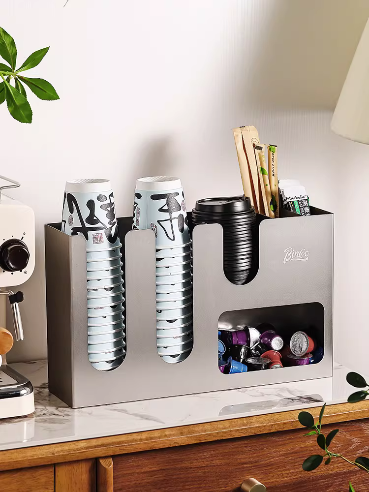 Giá để cốc giấy dùng một lần Bincoo, giá để đồ quán cà phê, quầy bar, giá để đồ đa năng sáng tạo, hộp đựng trà sữa, dùng cho thương mại