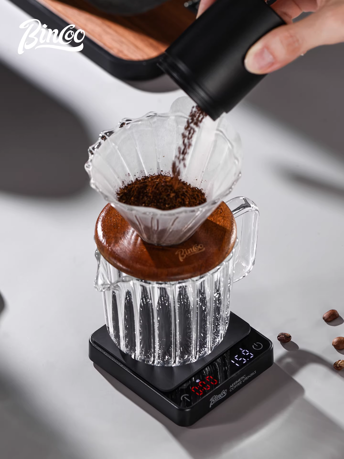 Cân kỹ thuật số cà phê Bincoo, cân hẹn giờ pha cà phê thủ công thông minh, nhỏ gọn, mini, di động, kiểu Ý, cân chính xác 0.1g