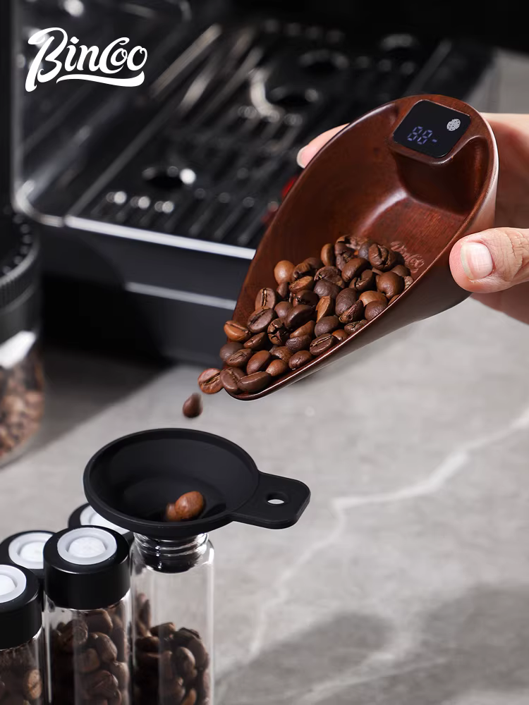 Cân điện tử pha cà phê Bincoo khay đựng hạt cà phê gỗ nguyên khối 0.1g kiểu Ý đặc biệt cân hạt cà phê thông minh mini di động