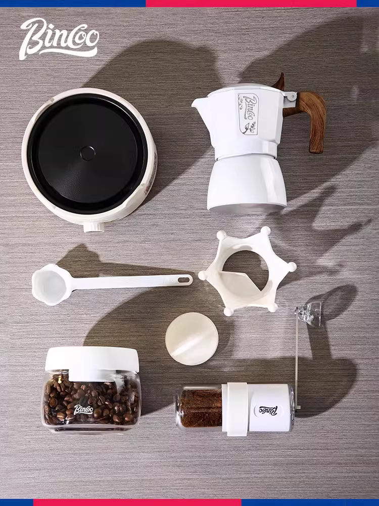 Bộ quà tặng máy pha cà phê moka hai van Bincoo, máy pha cà phê nhỏ, hộp quà tặng đặc biệt dành cho quà sinh nhật và quà lưu niệm