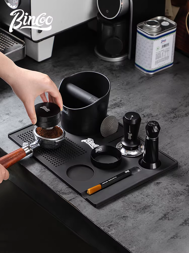 Bộ dụng cụ pha cà phê đa năng Bincoo: đệm nén, búa nén, dụng cụ phân phối bột, hộp đựng bã cà phê, đệm bảo quản 51mm58