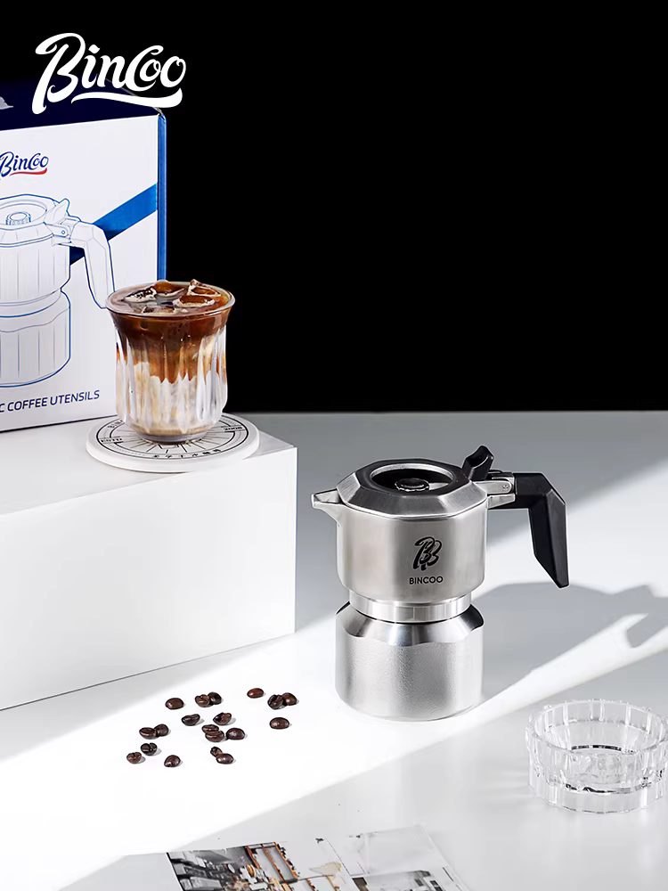 Bộ pha cà phê nhỏ gọn Bincoo316 Moka pot, 3 van, di động, pha cà phê espresso thủ công