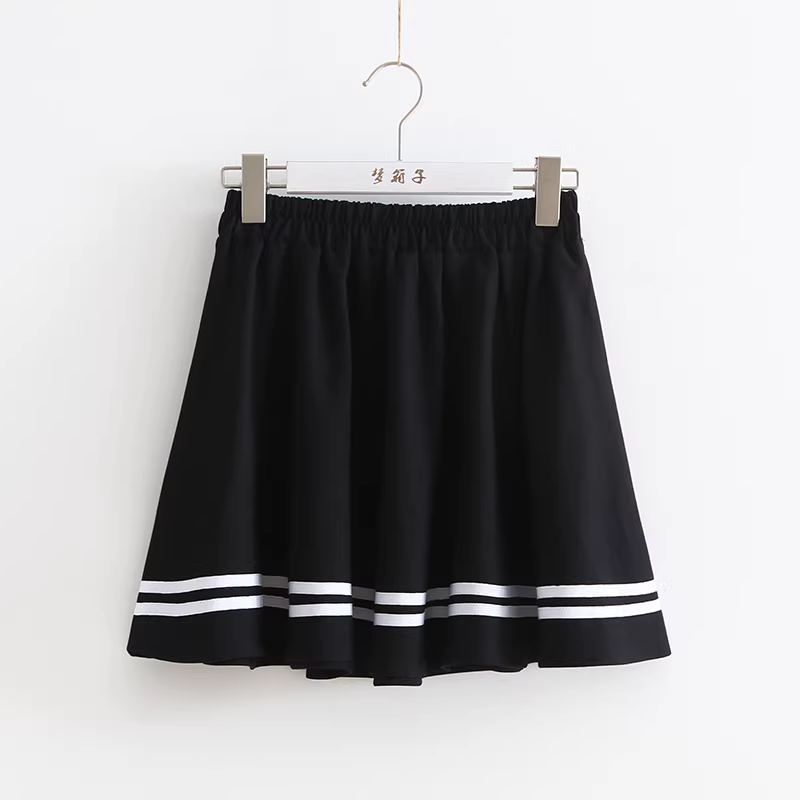 Dream Box 2023 Mùa Hè Mới Phong Cách Hải Quân Nhật Bản Váy Nữ Nghệ Thuật Tươi Mát Váy Chữ A Váy Ngắn Eo Co Giãn