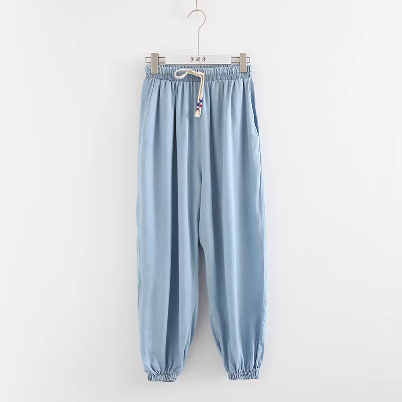 Quần đèn lồng màu trơn phong cách nghệ thuật mới Thu 2024 Dream Box, kiểu dáng đa năng, cạp chun co giãn, tôn dáng, dành cho nữ