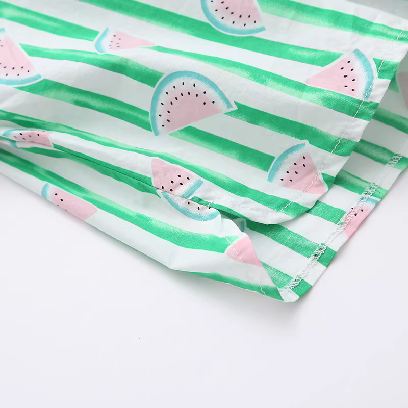 Dream Box 2023 Mùa Hè Mới Ngọt Ngào Thắt Nơ Quần Ống Suông Hoạt Hình In Hình Dưa Hấu Quần Short Sọc Thường Ngày