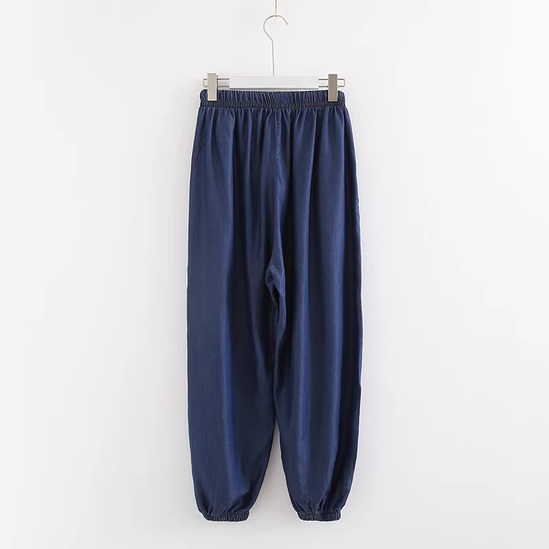 Quần đèn lồng màu trơn phong cách nghệ thuật mới Thu 2024 Dream Box, kiểu dáng đa năng, cạp chun co giãn, tôn dáng, dành cho nữ