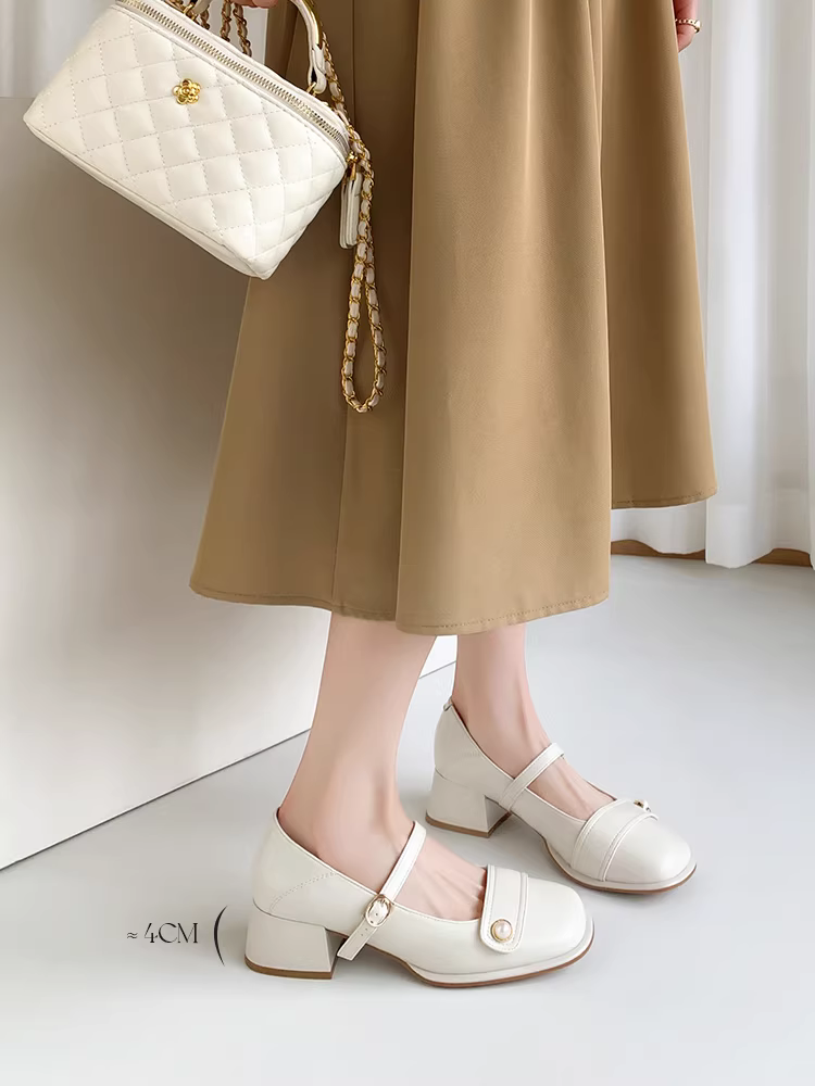 Giày Mary Jane nữ Dadaoyang kiểu dáng mới mùa thu 2025, lấy cảm hứng từ Chanel, đế xuồng cao gót thanh lịch.