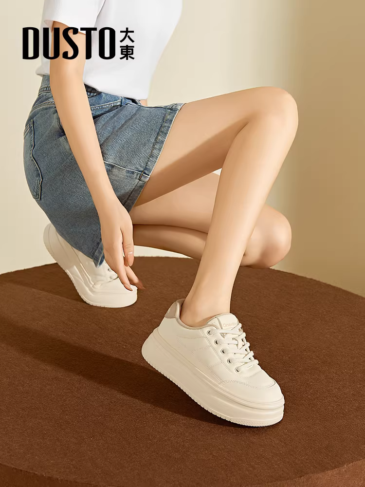 Giày thể thao đế dày đa năng màu trắng Dadong dành cho nữ, mẫu giày thu đông 2025 mới thịnh hành, giày thể thao thường ngày, giày đế mềm.