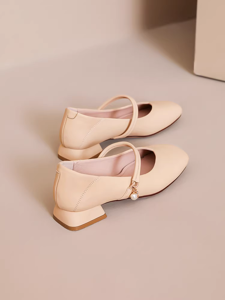 Giày nữ Mary Jane kiểu Pháp cổ điển Dadong 2025, phong cách dạ hội mùa thu mới, giày nhẹ nhàng phối chân váy, gót dày.