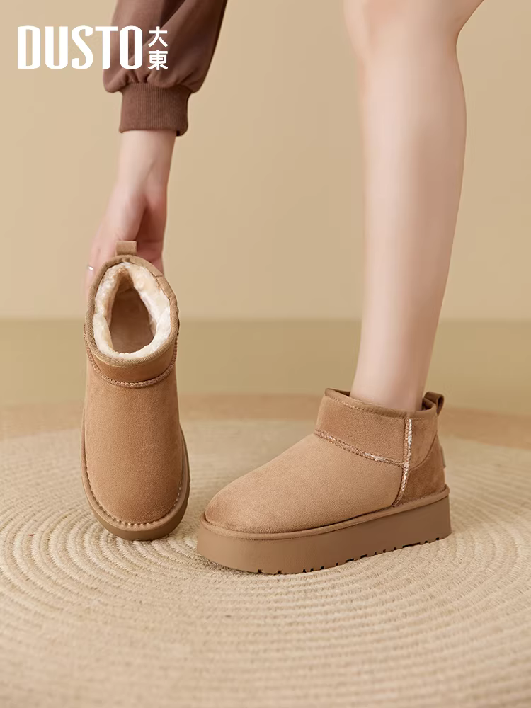 Giày bốt đi tuyết thời trang Dadongju dành cho nữ, giày nữ mới phổ biến mùa đông 2025, giày cotton đế dày lót lông cừu mùa đông, giày đi tuyết nữ.