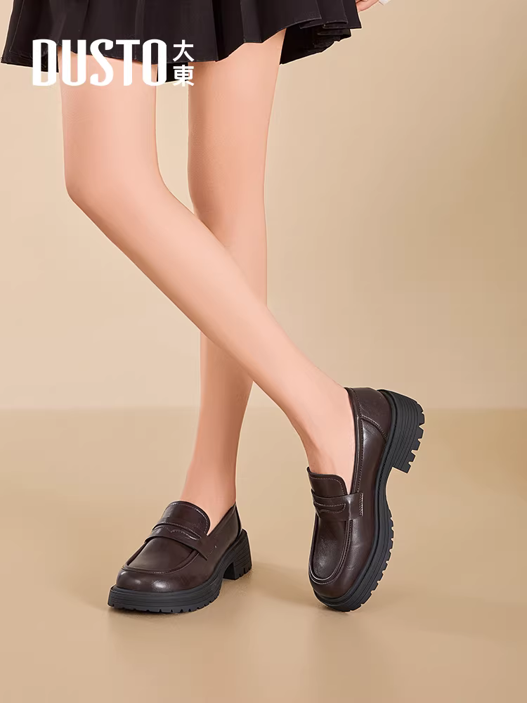 Giày Loafer Dadong Nữ Thu Đông 2025 Phong Cách Anh Quốc Màu Đen Giày Bệt Đi Làm Đế Mềm Giày Da Nhỏ JK