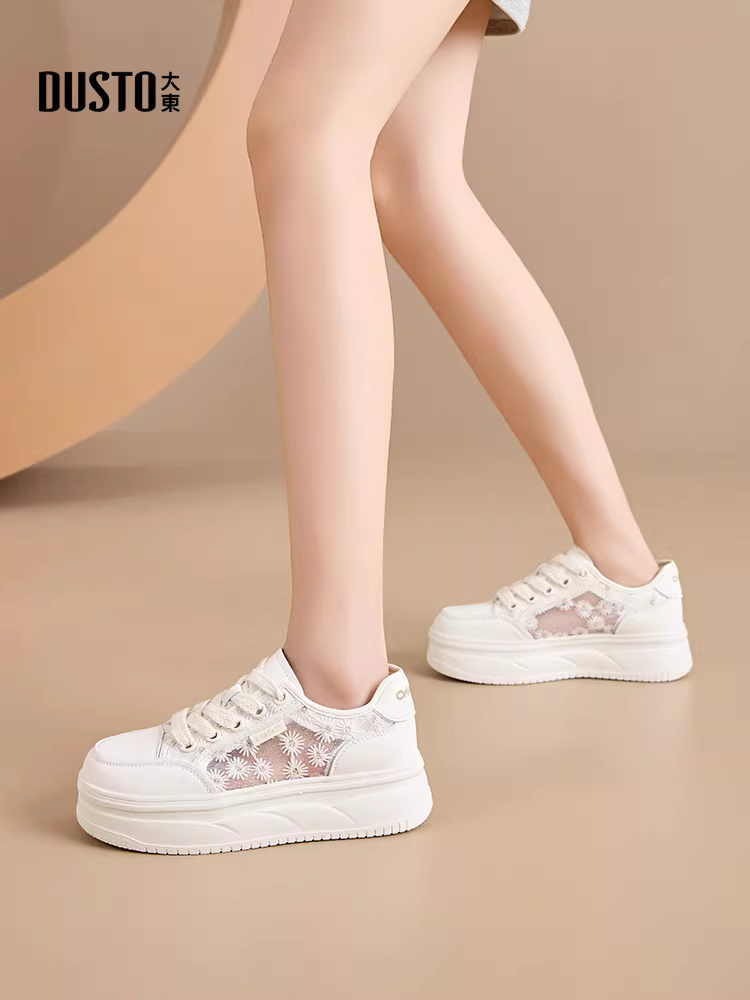 Giày thể thao đế dày màu trắng Dadong dành cho nữ, mẫu mới thu đông 2025, thoáng khí và không gây khó chịu, giày thể thao đa năng, phong cách thường ngày dành cho nữ.