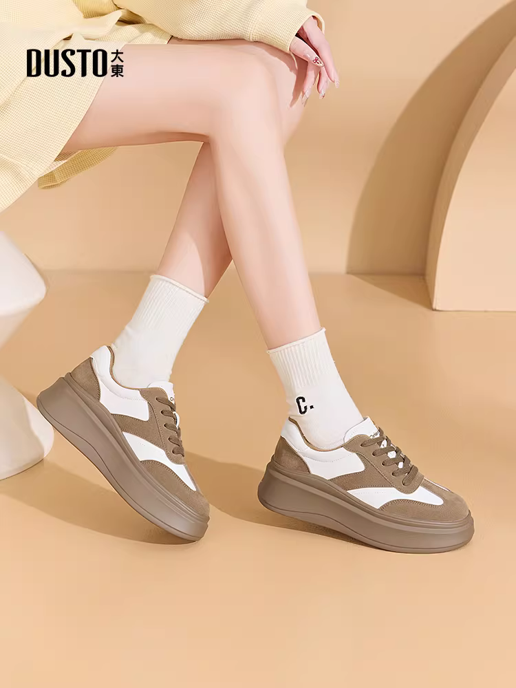 Giày thể thao đế dày màu trắng Dadong dành cho nữ, mẫu mới thu đông 2025, giày thời trang đa năng, giày thể thao thường ngày dành cho nữ