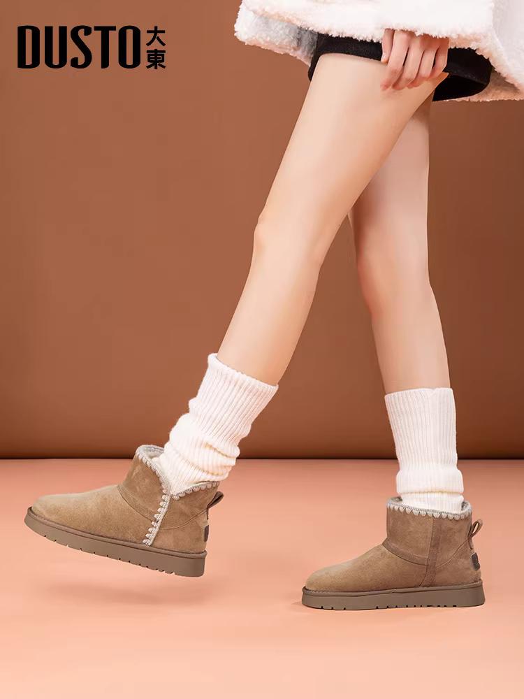 Giày bốt nữ đế dày mùa đông 2025 mới, lót lông giữ ấm, giày lông mềm, giày bông cỡ lớn vùng Đông Bắc, kiểu lười