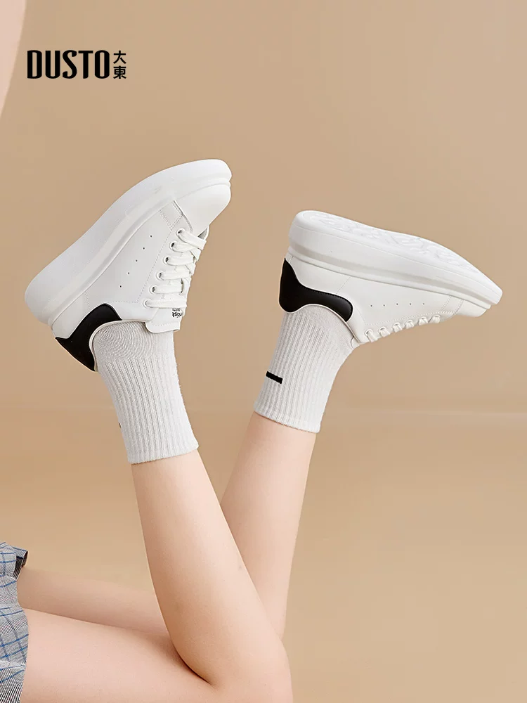 Giày thể thao đế dày màu trắng Dadong dành cho nữ, mẫu mới thu đông 2025, giày nữ đa năng, giày thể thao, giày ván.