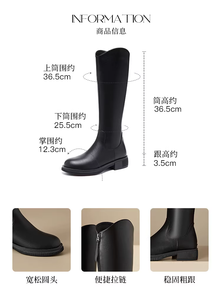 Giày bốt đen Dadong nữ 2025 kiểu mới hot, bốt cao cổ đi xe, bốt ôm dáng co giãn, bốt nữ cổ V dài