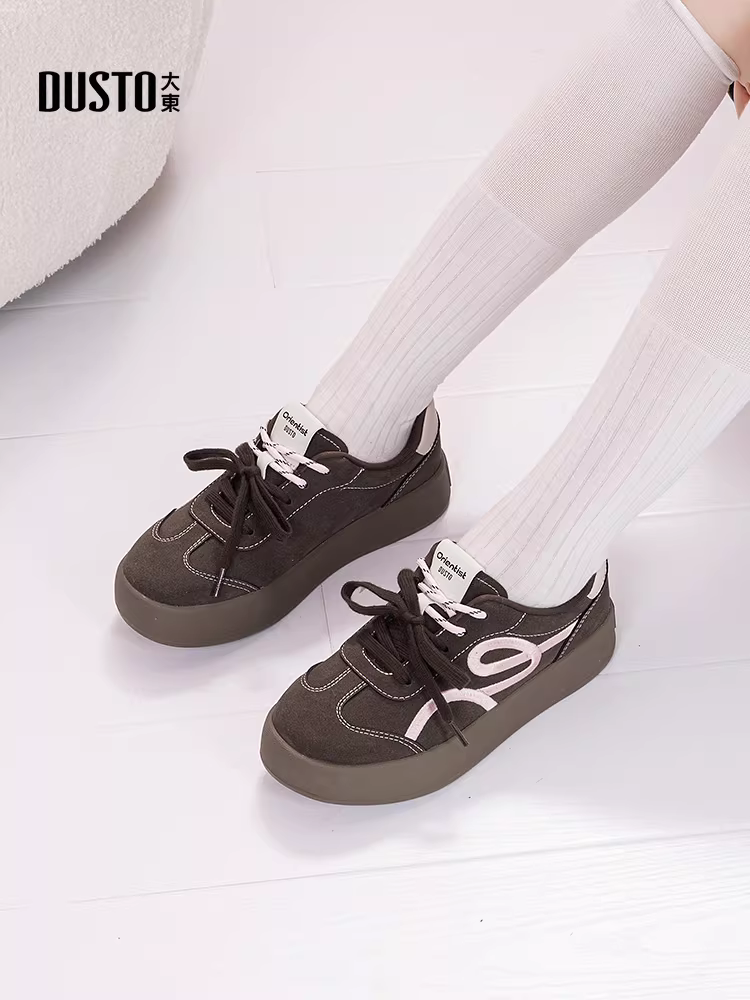 Giày thể thao cổ điển Đức Dadong dành cho nữ, mẫu mới Thu Đông 2025, đế dày, kiểu retro, giày thể thao đa năng, màu trắng