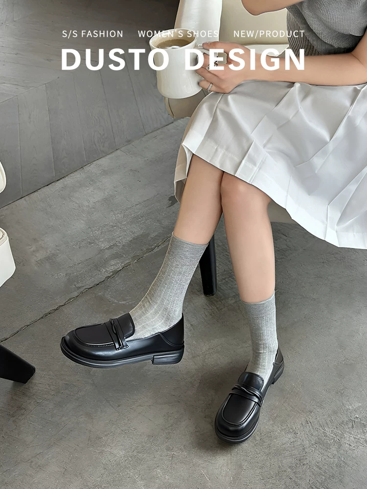 [Chuyên gia] Giày Loafer Da Dong dành cho nữ, Mẫu mới Thu/Đông 2025, Giày da đen đế mềm, kiểu lười, đế bằng