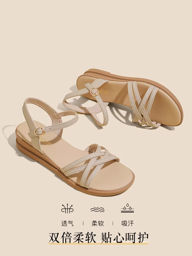 Dép bệt Dadong nữ 2025 mẫu mới hot mùa hè đế mềm buộc dây kiểu La Mã giày dép mùa hè