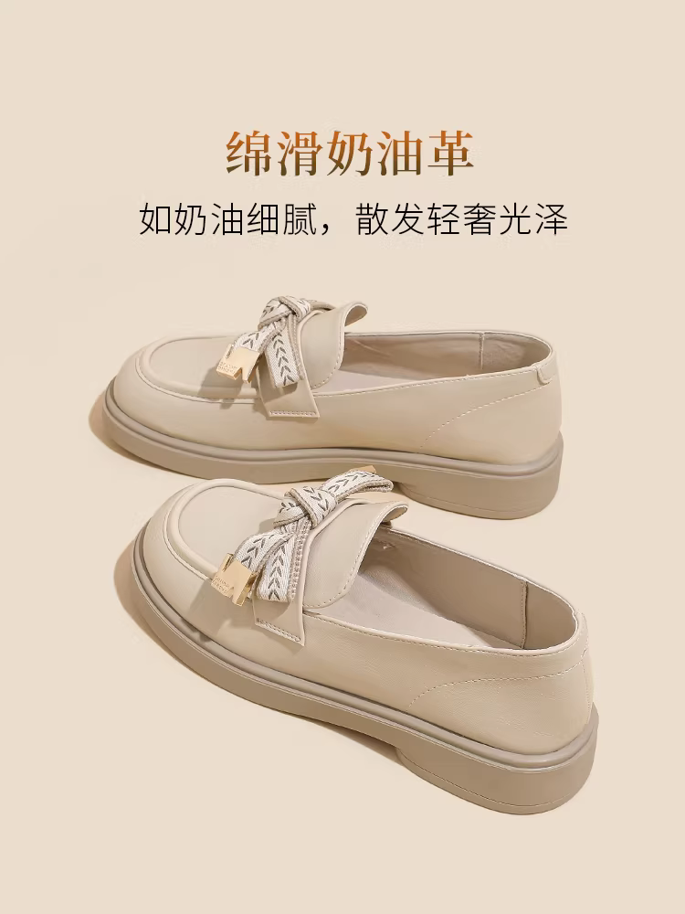 Giày Loafer Dadong Nữ Thu Đông 2025 Phong Cách Anh Quốc, Giày Da Bệt Kiểu JK Có Nơ, Mũi Tròn, Đế Mềm, Giày Đơn