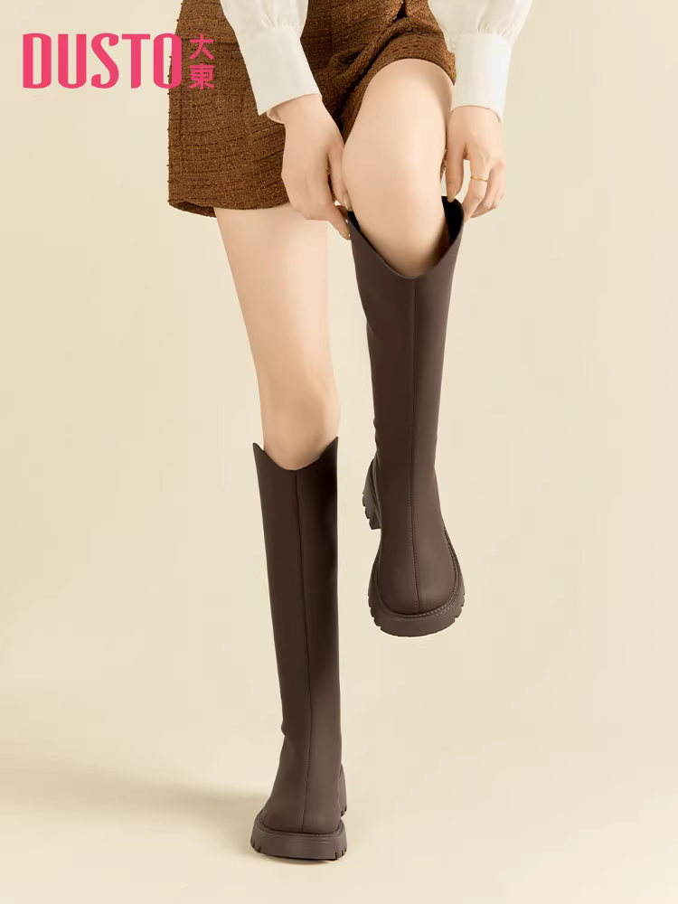 Giày bốt cao cổ dáng nhỏ nhắn Dadong dành cho nữ, kiểu mới thu đông 2025, kiểu dáng thon gọn, giày bốt đi xe, bốt ôm sát, bốt cao cổ đế dày, bốt cao cổ.