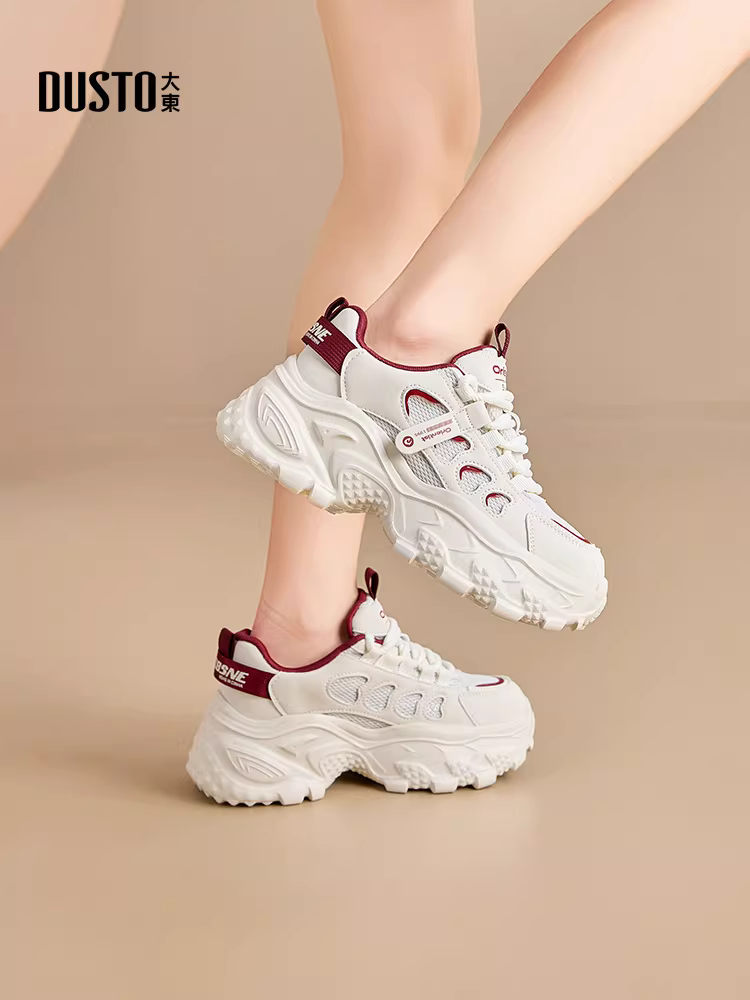 Giày thể thao đế dày nữ, mẫu mới thu đông 2025, giày đỏ hot trend, giày thể thao nữ thời trang.