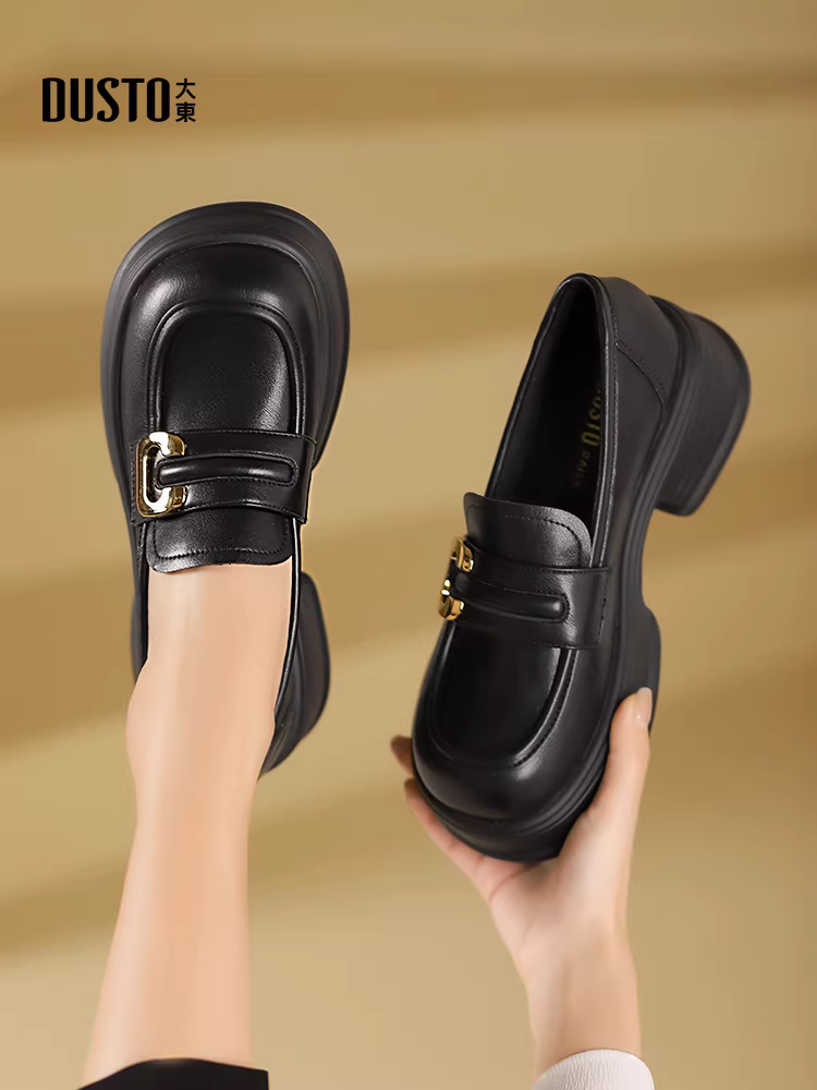 Giày lười trắng Dadong dành cho nữ 2025, mẫu mới thu đông, đế mềm êm ái, giày nữ đế dày, kiểu Pháp Hepburn, giày da nhỏ nhắn