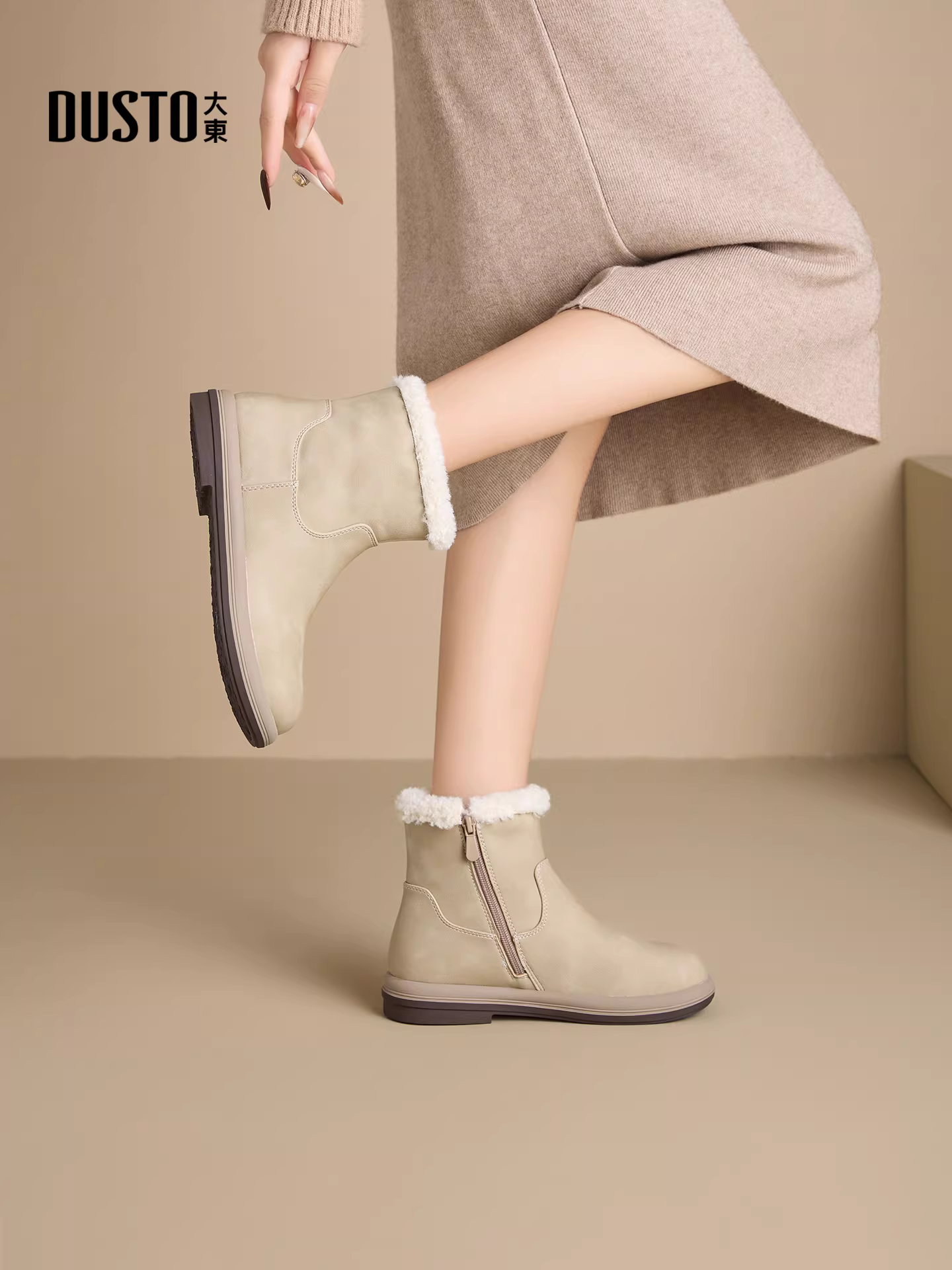 Giày bốt tuyết Dadong Birkenstock dành cho nữ 2025, kiểu mới mùa đông, lót lông giữ ấm, cổ ngắn, chống thấm nước, chống trơn trượt, chất liệu bông mềm mại.