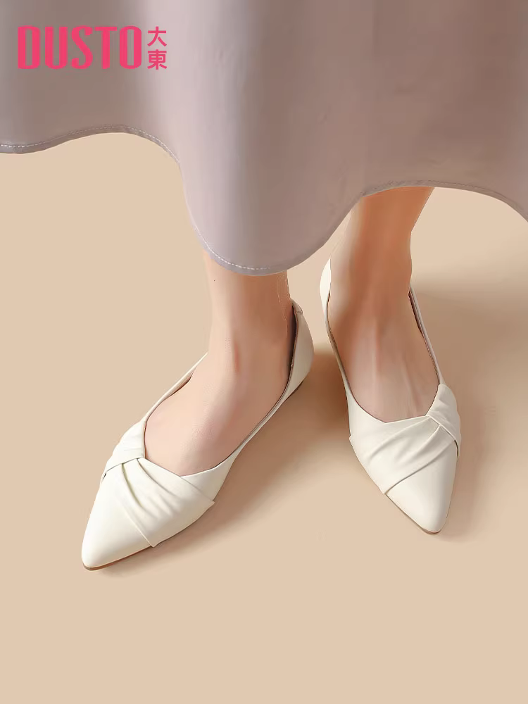 Giày bệt mũi nhọn nữ, kiểu mới thu đông 2025, giày đi làm đế thấp, giày đế mềm êm ái không gây mỏi, giày xuồng miệng nông.