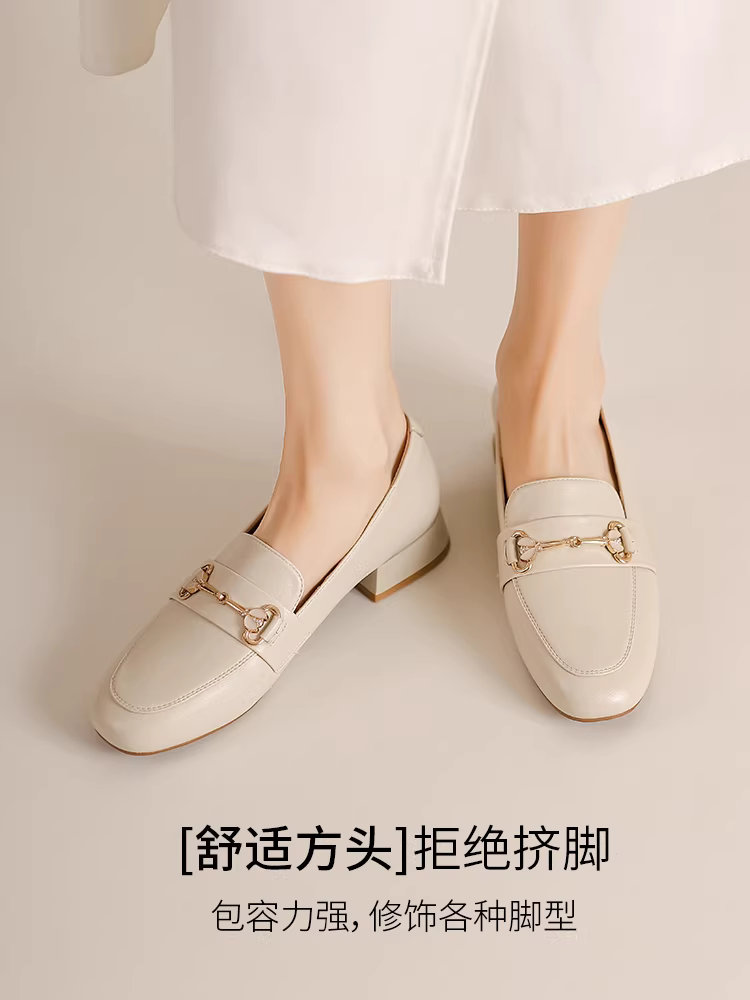 Giày lười nữ đế xuồng đi làm mùa thu đông 2025 kiểu mới, giày lười đen, giày kiểu beanie