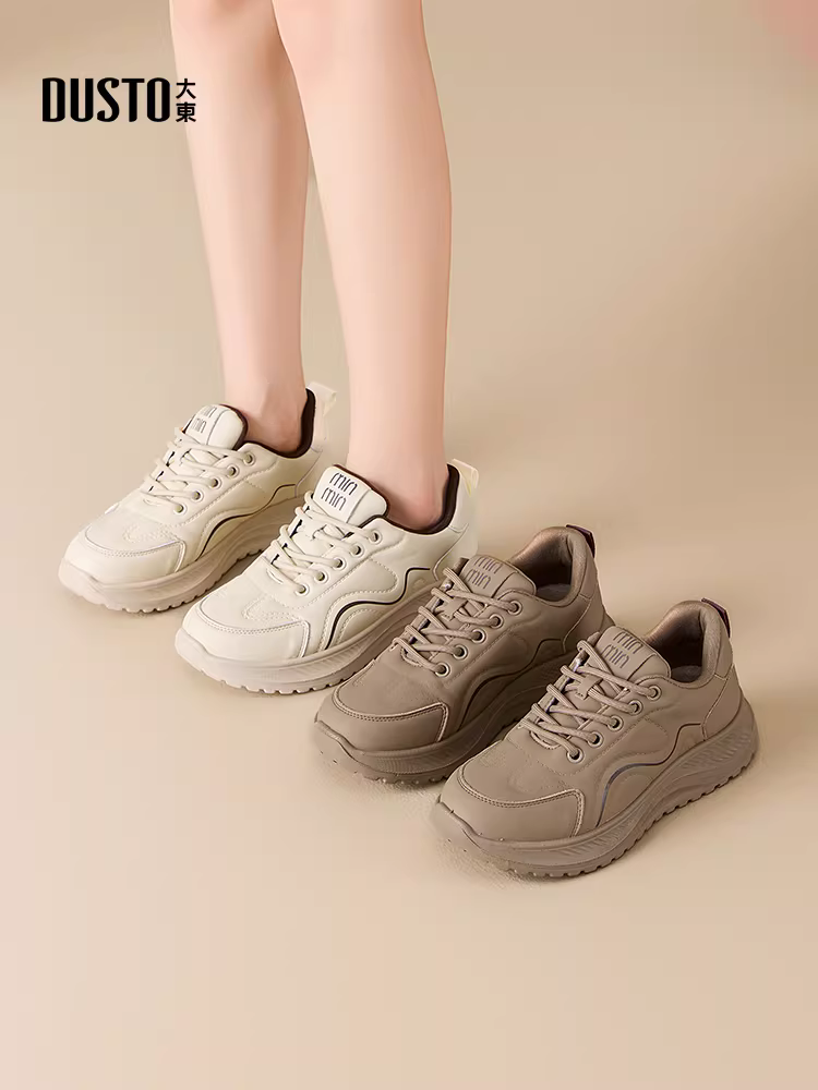 Giày thể thao đế dày màu trắng Dadong dành cho nữ, thiết kế độc đáo mùa thu đông 2025, giày đa năng, giày thể thao và thường ngày dành cho nữ.