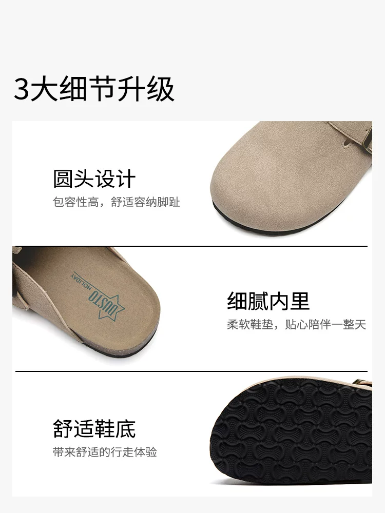 Dép nữ kiểu Birkenstock đi ngoài trời, mẫu mới thu đông 2025, đế dày mềm, kiểu lười đi câu cá, kiểu Birkenstock, mũi kín, nửa dép.
