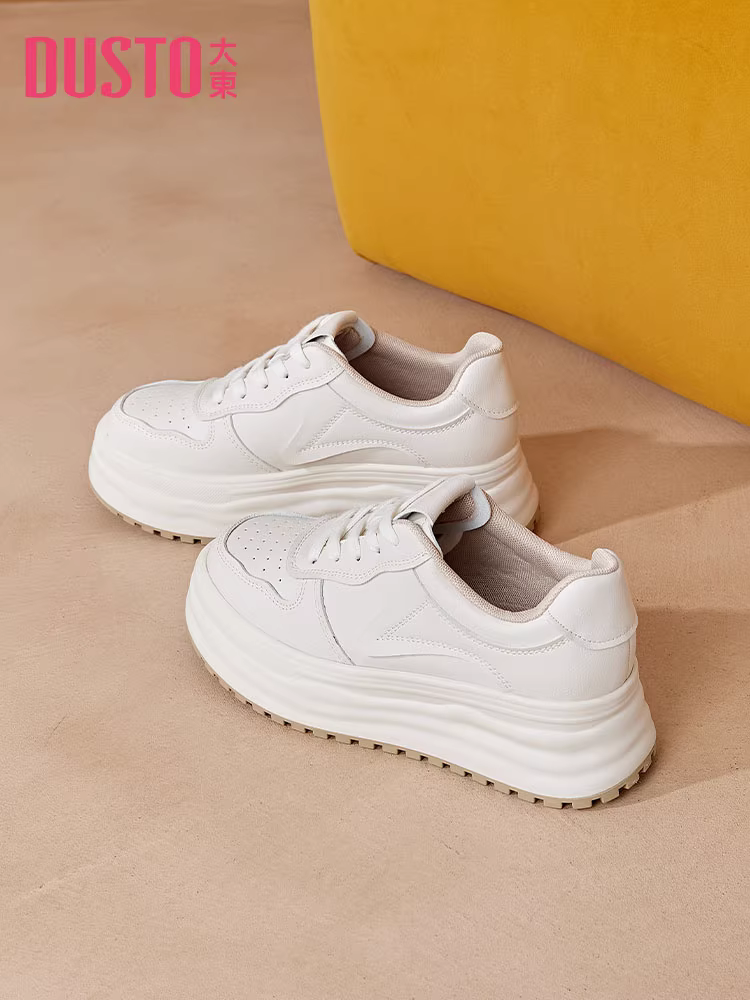 Giày thể thao nữ đế dày tăng chiều cao màu trắng 2025 mẫu mới phổ biến mùa thu đông đa năng mũi tròn thoáng khí phong cách thường ngày dành cho nữ