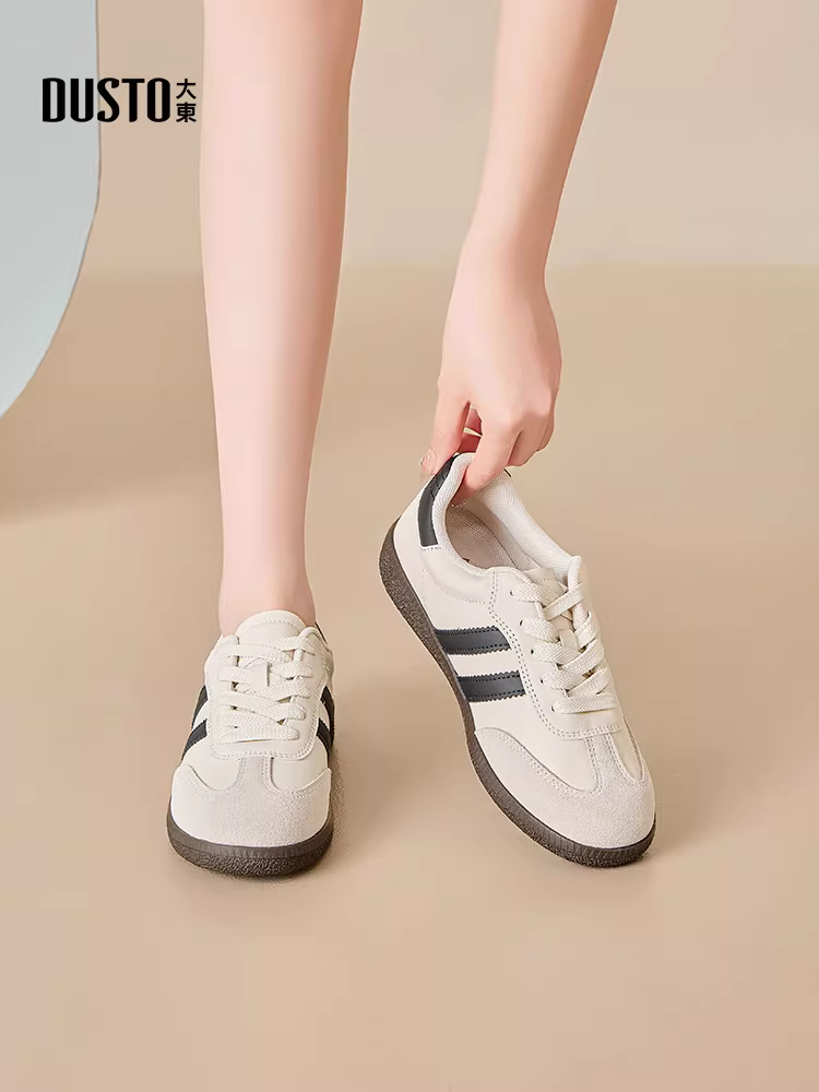 Giày thể thao cổ điển Đức Dadong dành cho nữ 2025, mẫu mới thu đông, đế dày, đa năng, đế mềm, màu trắng, phong cách thường ngày