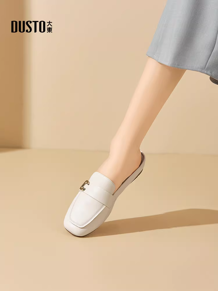 Giày Dadong Muller, dép nữ nửa đế mùa hè mới 2025, kiểu kín mũi, đế mềm, gót thấp, kiểu lười.