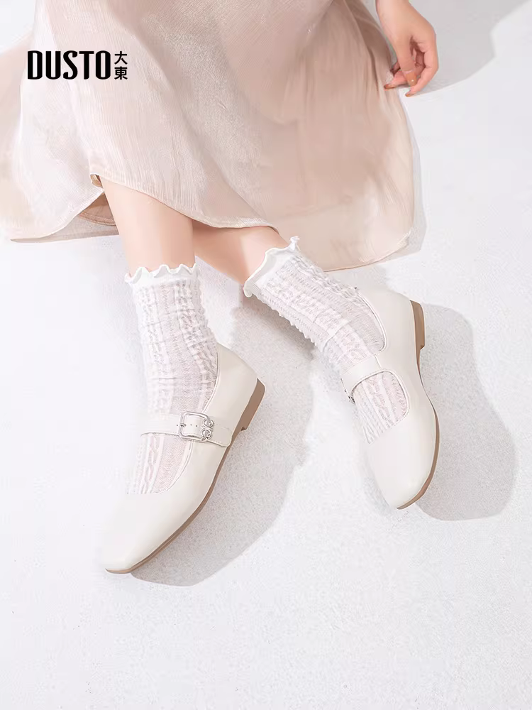 Giày đơn bạc Dadong dành cho nữ, giày Mary Jane mũi vuông kiểu Pháp mới mùa thu 2025, giày nữ phối chân váy, giày da nhỏ.