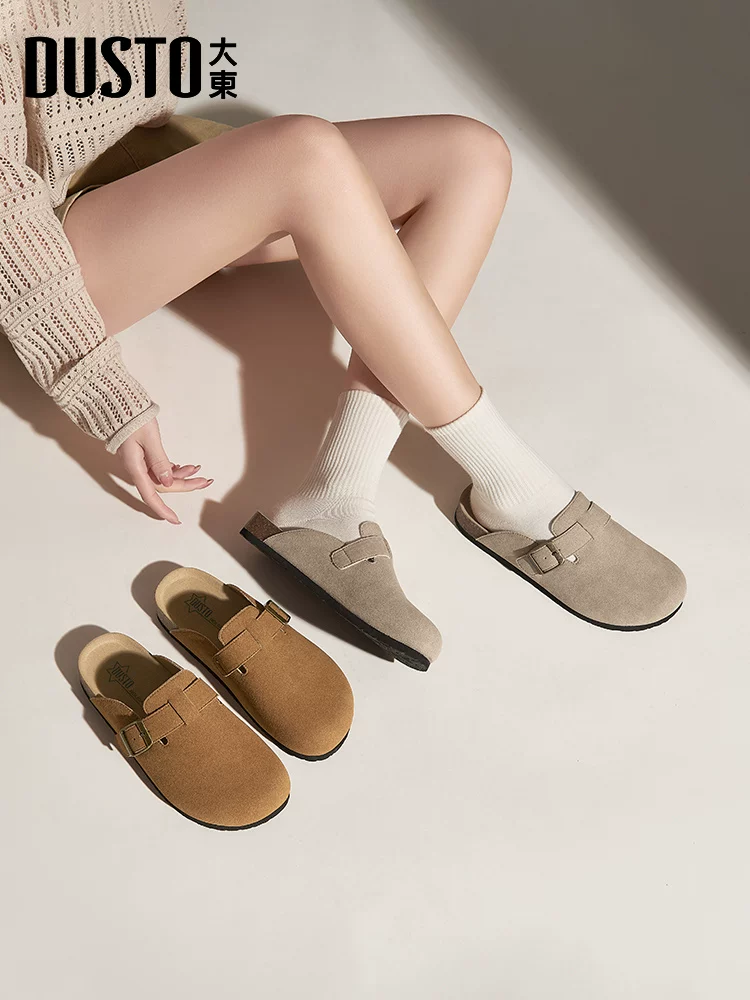 Giày Birkenstock đế dày nữ 2025 mẫu mới mùa thu, kiểu lười, giày Birkenstock mũi kín, kiểu nửa dép dành cho nữ, đi ngoài trời