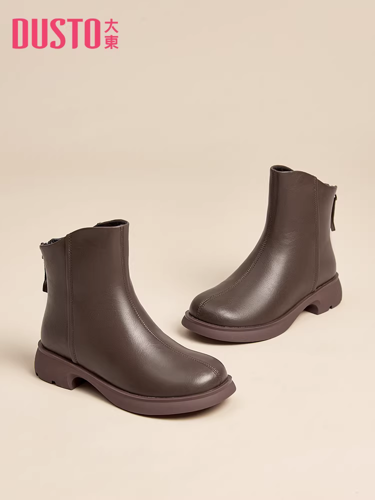Giày bốt ngắn phổ biến của Dadong dành cho nữ năm 2025, giày bốt mùa thu đông mới, giày bốt ôm dáng, giày Chelsea, giày bốt Martin màu đen.