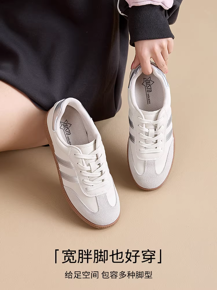 Giày nữ Dadong Juhao Daxun 2025 Thu/Đông mới, giày nữ đa năng, giày trắng học sinh, giày thể thao đế dày, giày sneaker thường ngày