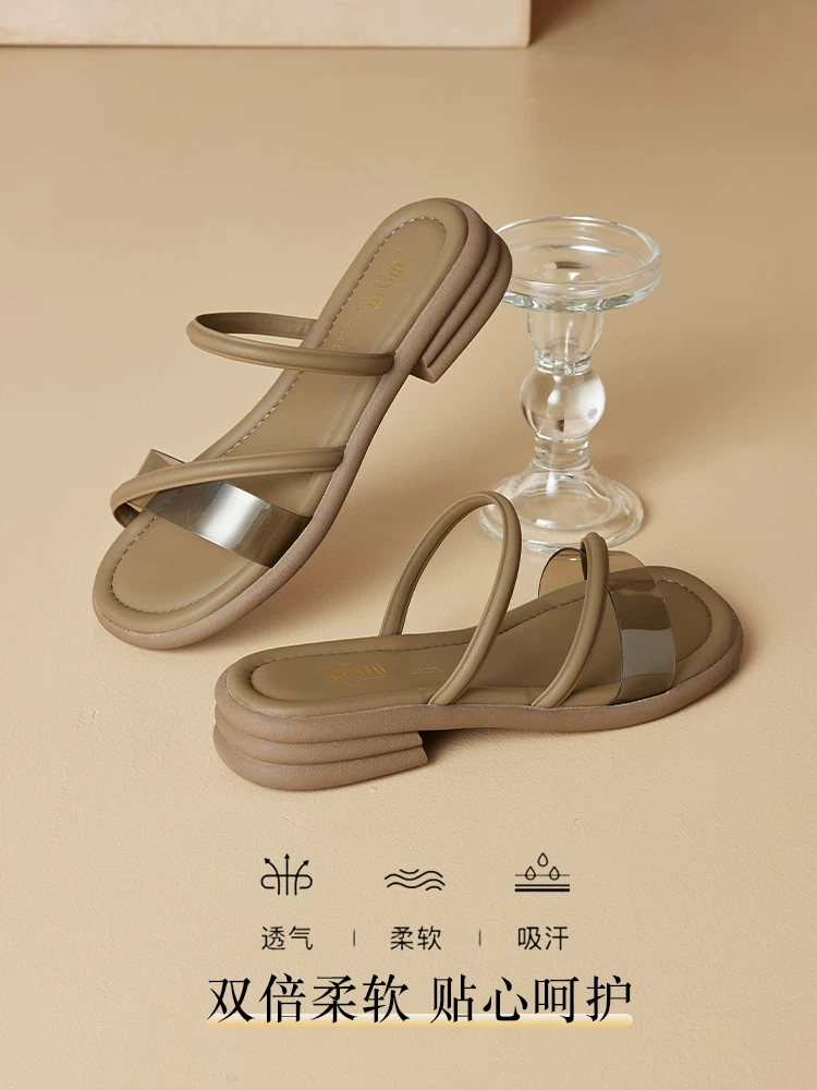 Dép đi biển siêu mềm Dadong dành cho nữ, trang phục mùa hè ngoài trời, kiểu dáng mới 2025, dép nữ gót dày đẹp và đa năng.