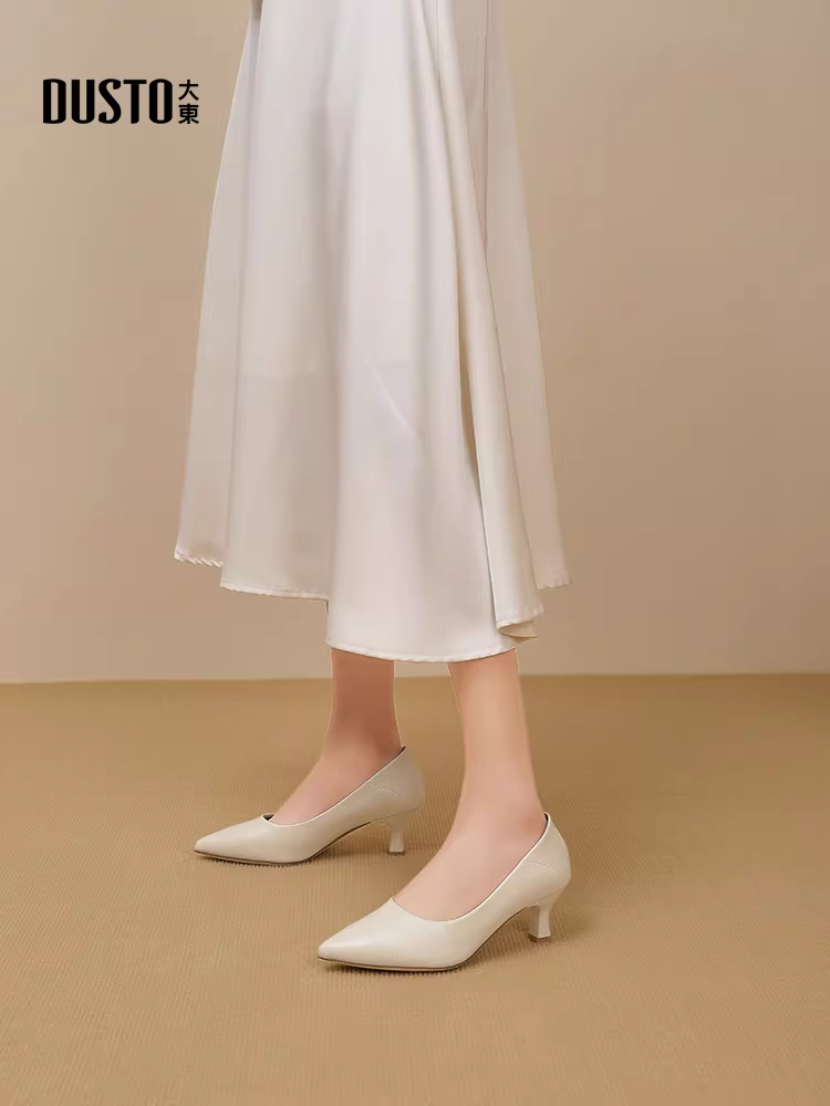 Giày cao gót mũi nhọn Dadong thanh lịch dành cho nữ, giày nữ kiểu mới mùa thu 2025, giày đi làm, giày công sở, giày đế thấp kiểu Pháp.