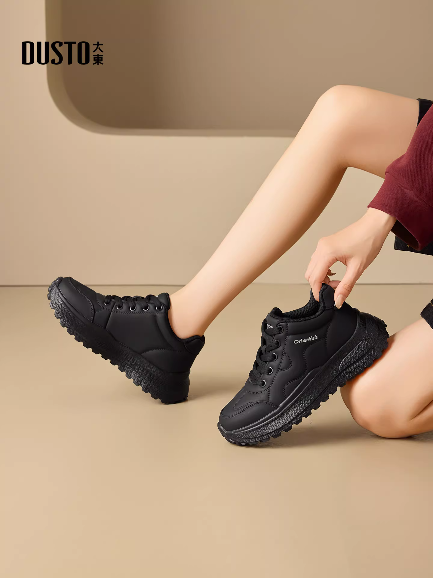 Giày thể thao nữ Dadong 2025 kiểu dáng mới thời trang thu đông đa năng nhẹ nhàng đế dày màu trắng